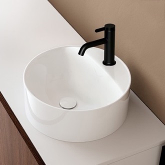 Bathroom Sink Round White Ceramic Vessel Sink Scarabeo 5401