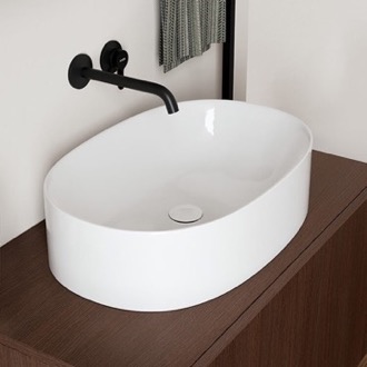 Bathroom Sink Oval Shaped White Ceramic Vessel Bathroom Sink Scarabeo 5409