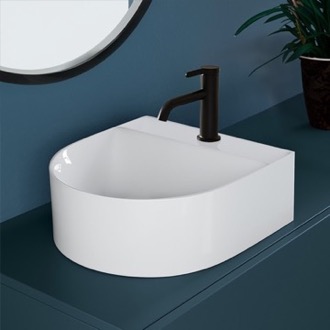 Bathroom Sink Modern White Ceramic Vessesl Sink Scarabeo 5410