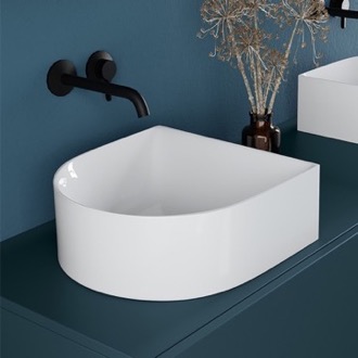 Bathroom Sink Modern White Ceramic Vessesl Sink Scarabeo 5411