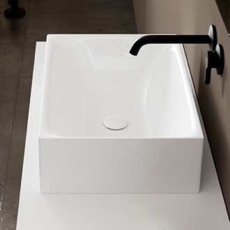 Bathroom Sink Rectangular White Ceramic Vessel Sink Scarabeo 5413