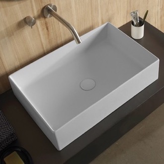 Bathroom Sink Rectangular White Ceramic Vessel Sink Scarabeo 8031/60