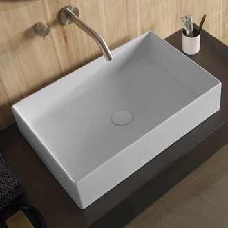 Scarabeo 5211 By Nameek's Etra Sleek Rectangular Ceramic Wall Mounted With Counter  Space - TheBathOutlet