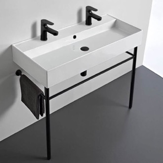 Console Bathroom Sink Double Trough Console Sink, Modern, 40