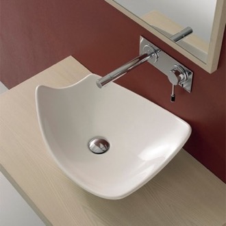Bathroom Sink Rectangular White Ceramic Vessel Sink Scarabeo 8051