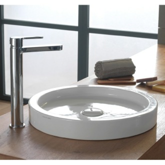 Bathroom Sink 14 Inch White Ceramic Vessel Sink Scarabeo 8811