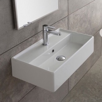 ADA Compliant Wall Mounted Sink, Modern, Rectangular, 36, with Counter Space, ml Scarabeo 3008 by Nameeks