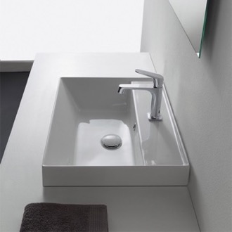Bathroom Sink Square White Ceramic Drop In Sink Scarabeo 5108