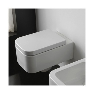 Toilet Modern Wall Mount Toilet, Ceramic, Squared Scarabeo 8301