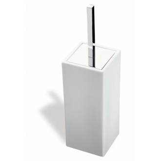 Toilet Brush Toilet Brush Holder, Square, White Ceramic StilHaus 633