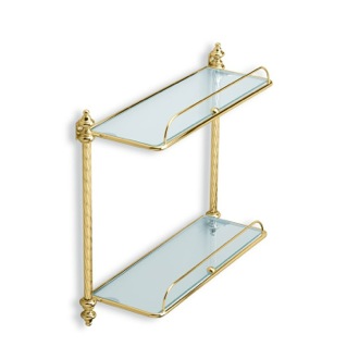 Bathroom Shelf Gold Finish Double Glass Bathroom Shelf StilHaus G694-16