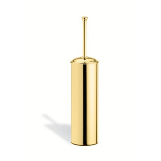 Toilet Brush Toilet Brush Holder, Round, Gold, Brass StilHaus SM039-16