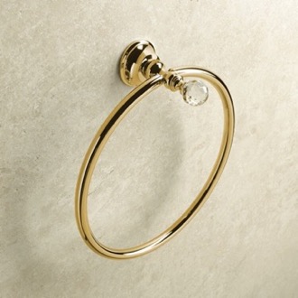 Towel Ring Gold Finish Towel Ring with Crystal StilHaus SL07-16