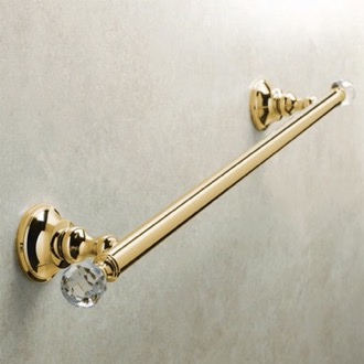 Towel Bar Gold Finish Brass 20 Inch Towel Bar with Crystals StilHaus SL45-16