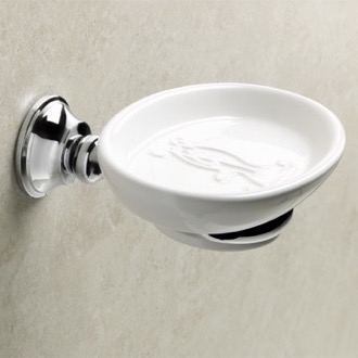 Soap Dish Wall Mounted Round White Ceramic Soap Dish with Brass Mounting StilHaus SM09