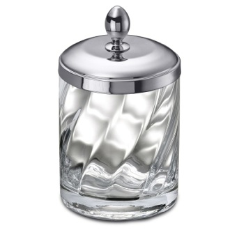 Bathroom Jar Twisted Glass and Chrome Brass Cotton Swabs Jar Windisch 88801CR