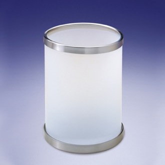 Waste Basket Round Frosted Glass Bathroom Waste Bin Windisch 89103M