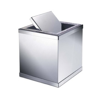 Waste Basket Brass Square Mini Waste Bin With Swivel Lid and Shine Light Windisch 89191-CR