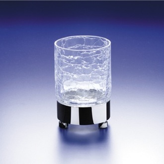 Toothbrush Holder Round Crackled Crystal Glass Tumbler Windisch 94118
