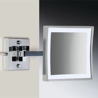 Makeup Mirror Wall Mounted LED Lighted 3x Magnifying Makeup Mirror, Square Windisch 99667/1/D