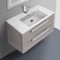 Grey Walnut Floating Bathroom Vanity, 34