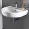 Round White Ceramic Wall Mounted Sink