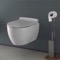 Modern Wall Mount Toilet, Ceramic, Rounded