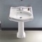 Classic-Style White Ceramic Pedestal Sink