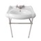 Traditional Ceramic Console Sink With Satin Nickel Stand, 24