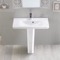 Rectangular White Ceramic Pedestal Sink