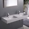 Double Rectangular Ceramic Wall Mounted or Vessel Sink