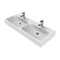 Double Rectangular Ceramic Wall Mounted or Vessel Sink