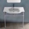 Traditional Ceramic Console Sink With Chrome Stand