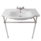 Traditional Ceramic Console Sink With Satin Nickel Stand