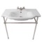 Traditional Ceramic Console Sink With Satin Nickel Stand, 32