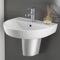Round White Ceramic Semi-Pedestal Sink