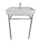 Rectangular White Ceramic Console Sink and Polished Chrome Stand