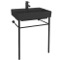 Rectangular Matte Black Ceramic Console Sink and Matte Black Stand, 24