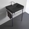 Rectangular Matte Black Ceramic Console Sink and Polished Chrome Stand, 24