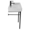 Rectangular White Ceramic Console Sink and Matte Black Stand, 32