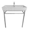 Rectangular White Ceramic Console Sink and Polished Chrome Stand, 32