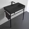 Rectangular Matte Black Ceramic Console Sink and Matte Black Stand, 32