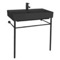 Rectangular Matte Black Ceramic Console Sink and Matte Black Stand, 32