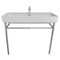 Rectangular White Ceramic Console Sink and Polished Chrome Stand, 40