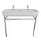 Trough White Ceramic Console Sink and Polished Chrome Stand