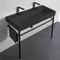 Trough Matte Black Ceramic Console Sink and Matte Black Stand, 40