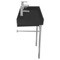 Trough Matte Black Ceramic Console Sink and Polished Chrome Stand
