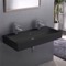 Trough Black Ceramic Wall Mounted or Vessel Sink