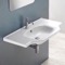 Rectangular White Ceramic Wall Mounted or Drop In Bathroom Sink