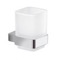 Wall Mounted Frosted Glass Toothbrush Holder With Chrome Mounting